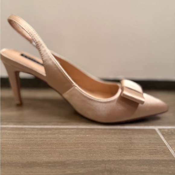 ERIJUNOR Pointy Toe Pumps Mid Heels Wedding  Party Slingback heels with bow 9 - Picture 15 of 16